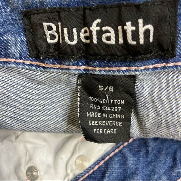 Blue Faith | Distressed Straight Leg Jeans Sz 5 - Picture 4 of 6